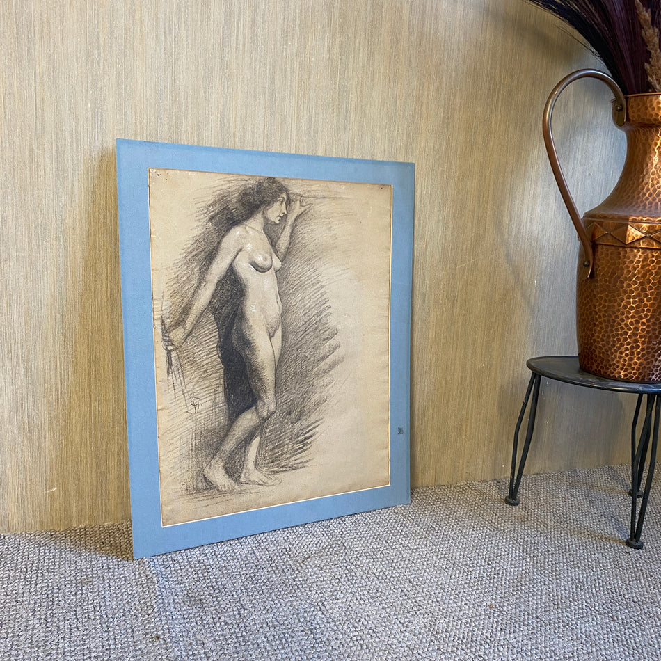 Aktzeichnung Weiblicher Körper mit Passepartout Wandbild