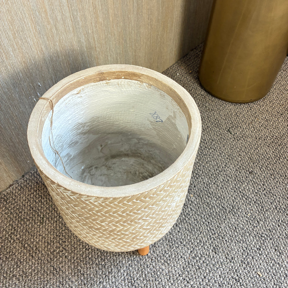 Decoris Blumentopf creme Kunststoff Holz S