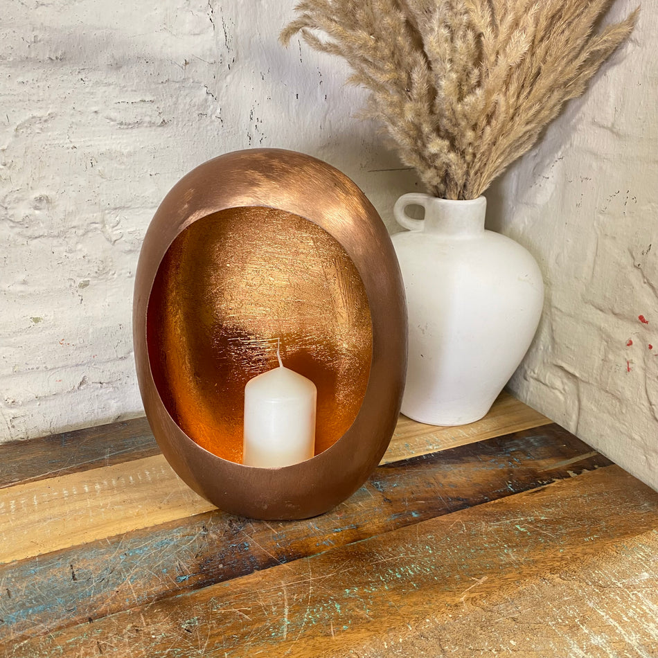 Countryfield Teelichthalter Eggy M kupferfarbig Metall 28,5cm