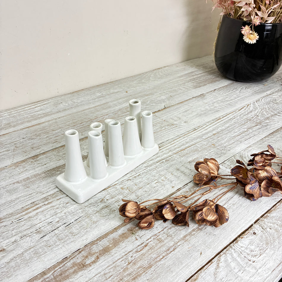 Keramik Mehrfach-Vase 8 Öffnungen Röhrenvase Weiß Vase Gebraucht