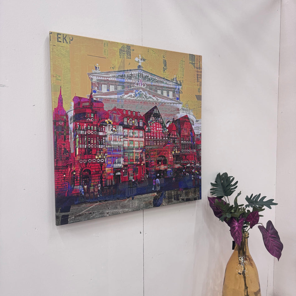 Wandbild 90x90 - Frankfurt Alte Oper Gelb- Fotodruck auf Leinwand Gebraucht