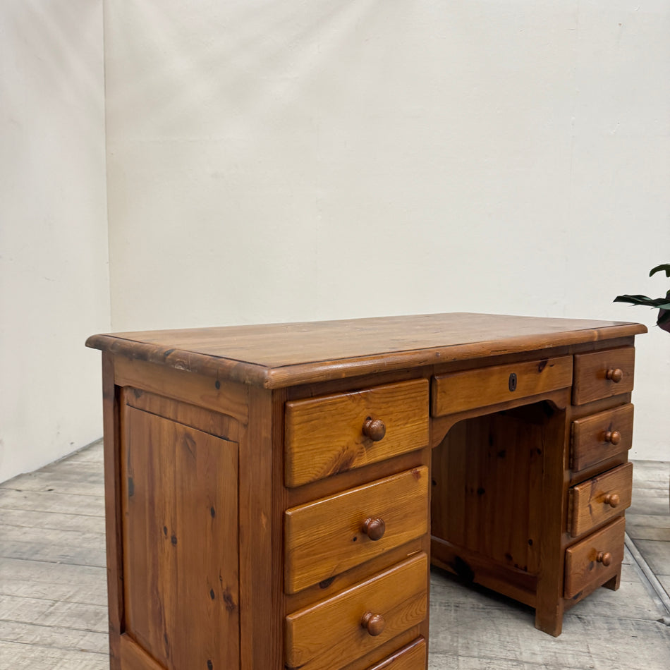 Kirschholz Schreibtisch Doppelpedestal Kiefer Massivholz Landhausstil Vintage