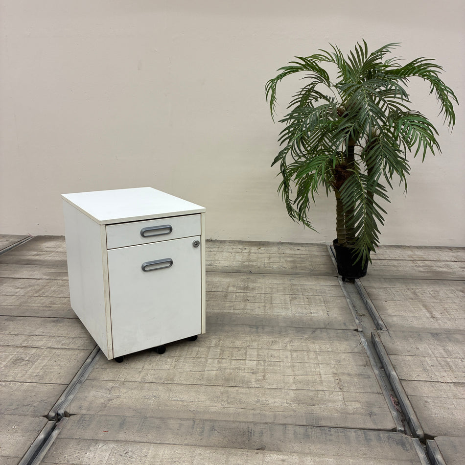 Rollcontainer Weiß Büroschrank Zahlen-Schloss Schubladen Container Gebraucht