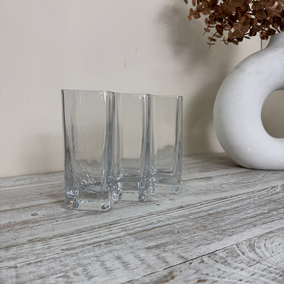 Mehrfach-Vase Röhrenvase Dreifach-Vase Tischdeko Klarglas Vase Gebraucht