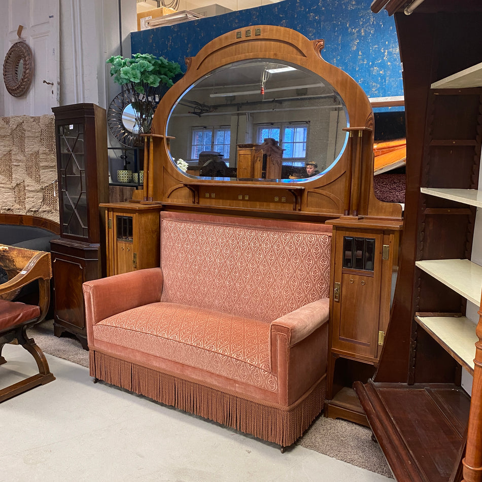 Antikes Jugendstil-Sofa mit Spiegel und Umbau Vintage Couch
