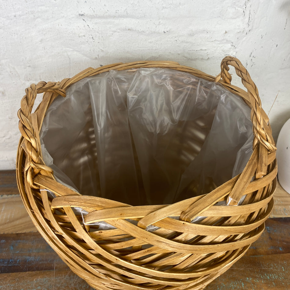 Korb braun Holz natürlich 35cm Deko Blumentopf beschichtet