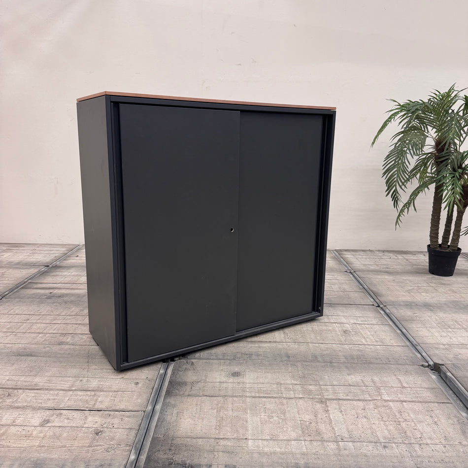 Planmöbel Schiebetürenschrank Schwarz Braun Holz Highboard Gebraucht