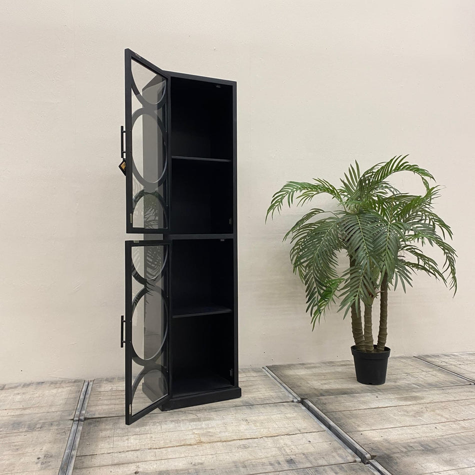 PTMD Dailey Vitrine Schwarz Holz Glas Art Deco Stil Schrank