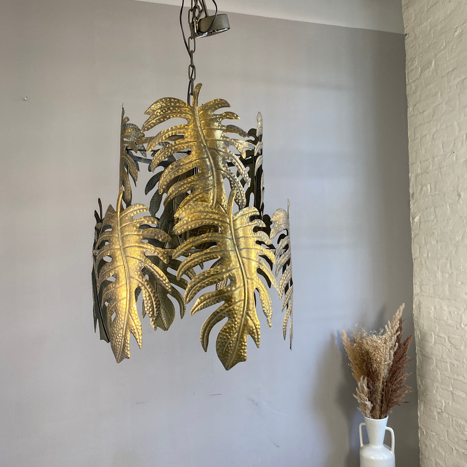 Countryfield Firenze Deckenlampe golden Metall Palmen Tropical Lampe 70cm