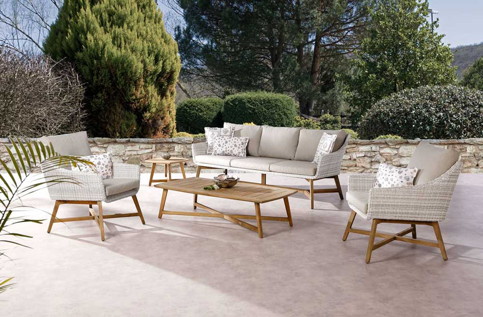 Lounge-Sessel Paterna Teakholz/Beige