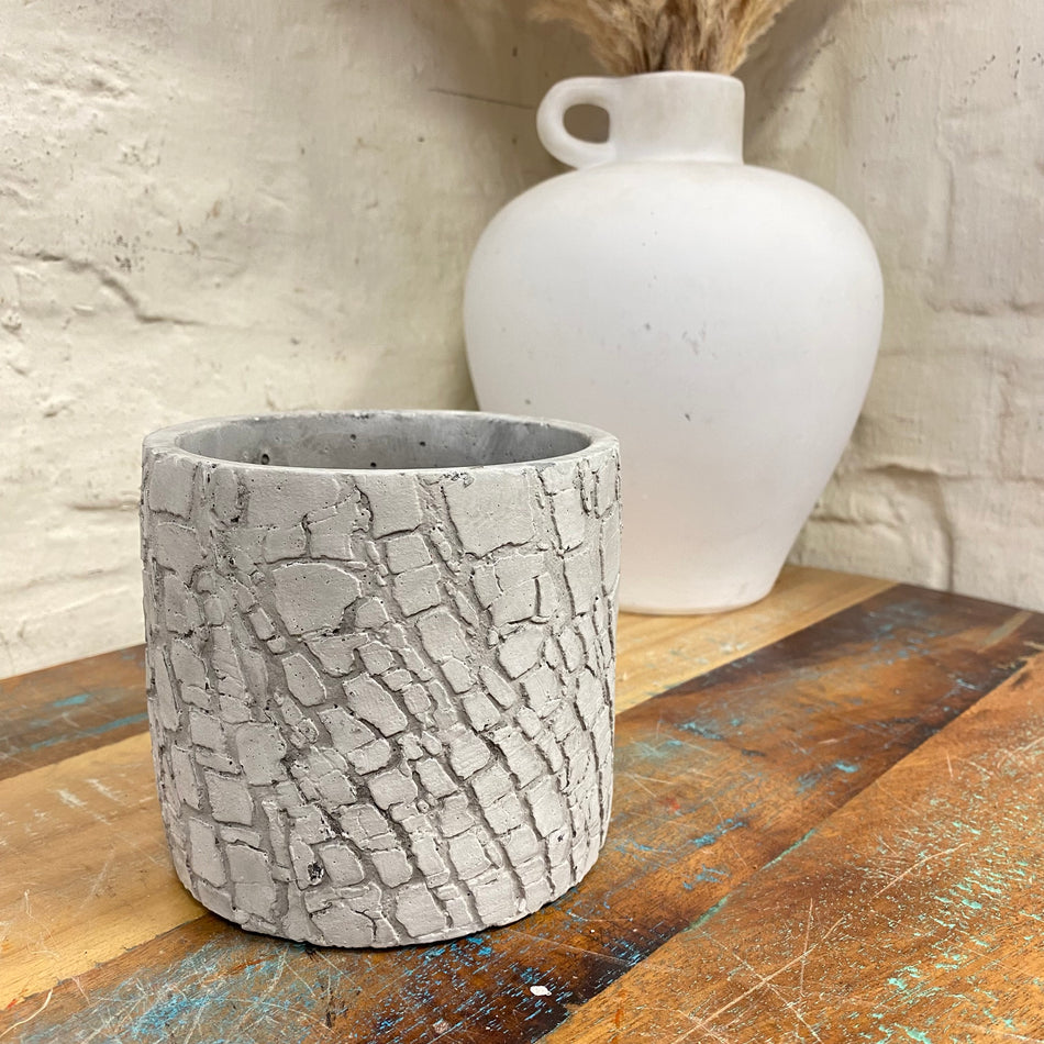 Arica Blumentopf Zylinder grau Zement 11cm