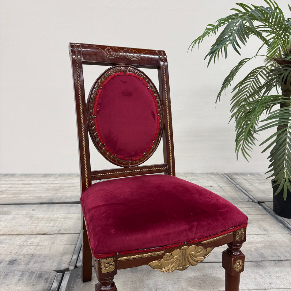 Louis XIV Stil Stuhl Samtstuhl Rot Pink Mahagoni gebraucht