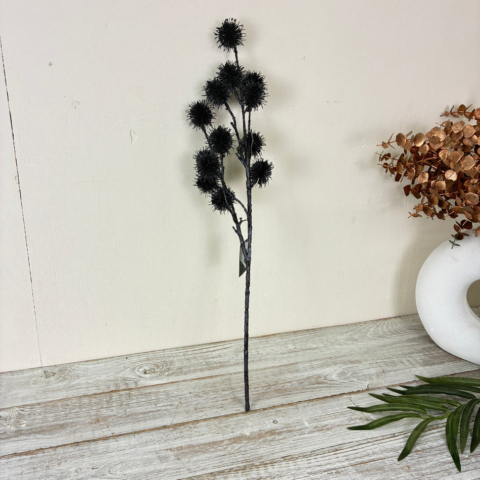 Countryfield Künstlicher Zweig Distel Kunstpflanze 65cm Schwarz Deko
