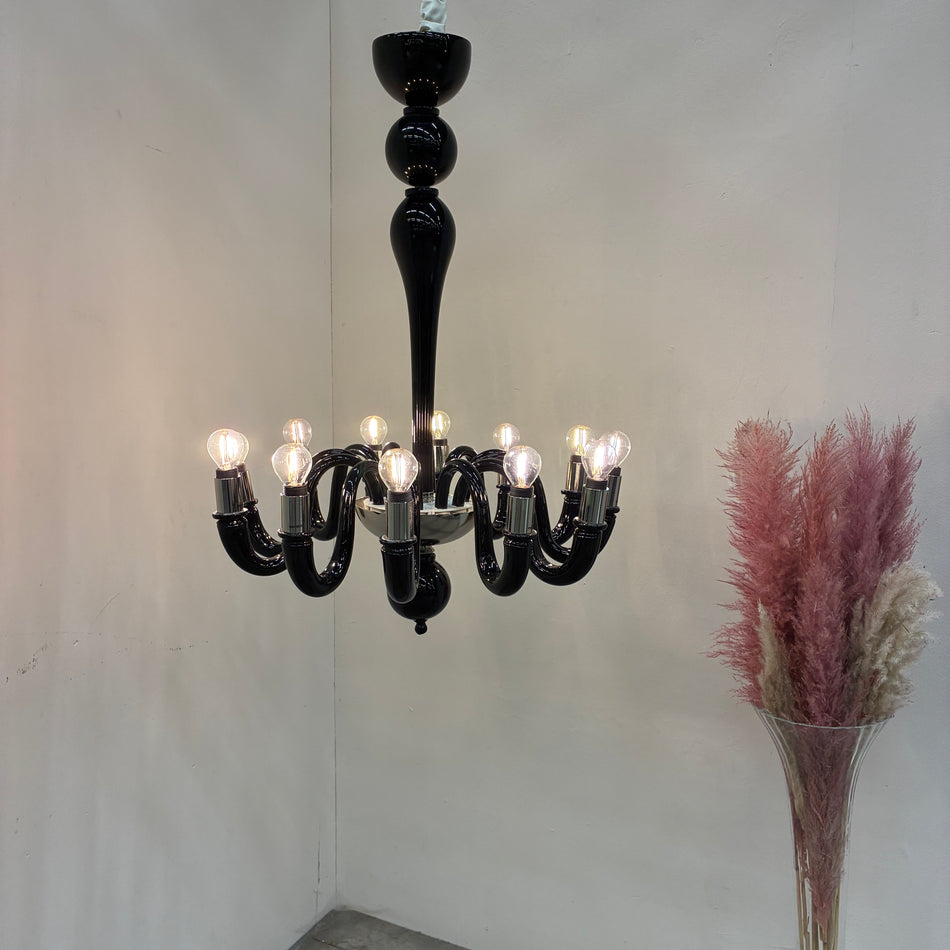 Kronleuchter Murano Schwarz Silber Atlantic Hotel Hamburg gebraucht Lampe