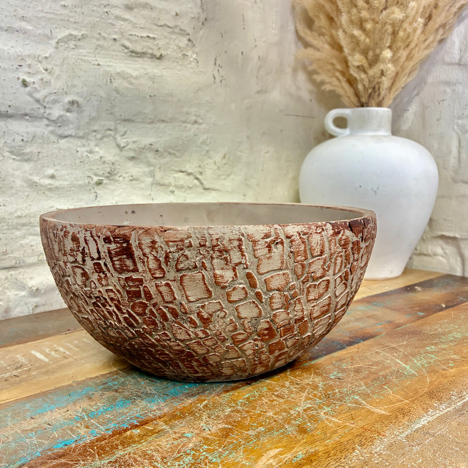 Arica Blumentopf braun Zement 25cm