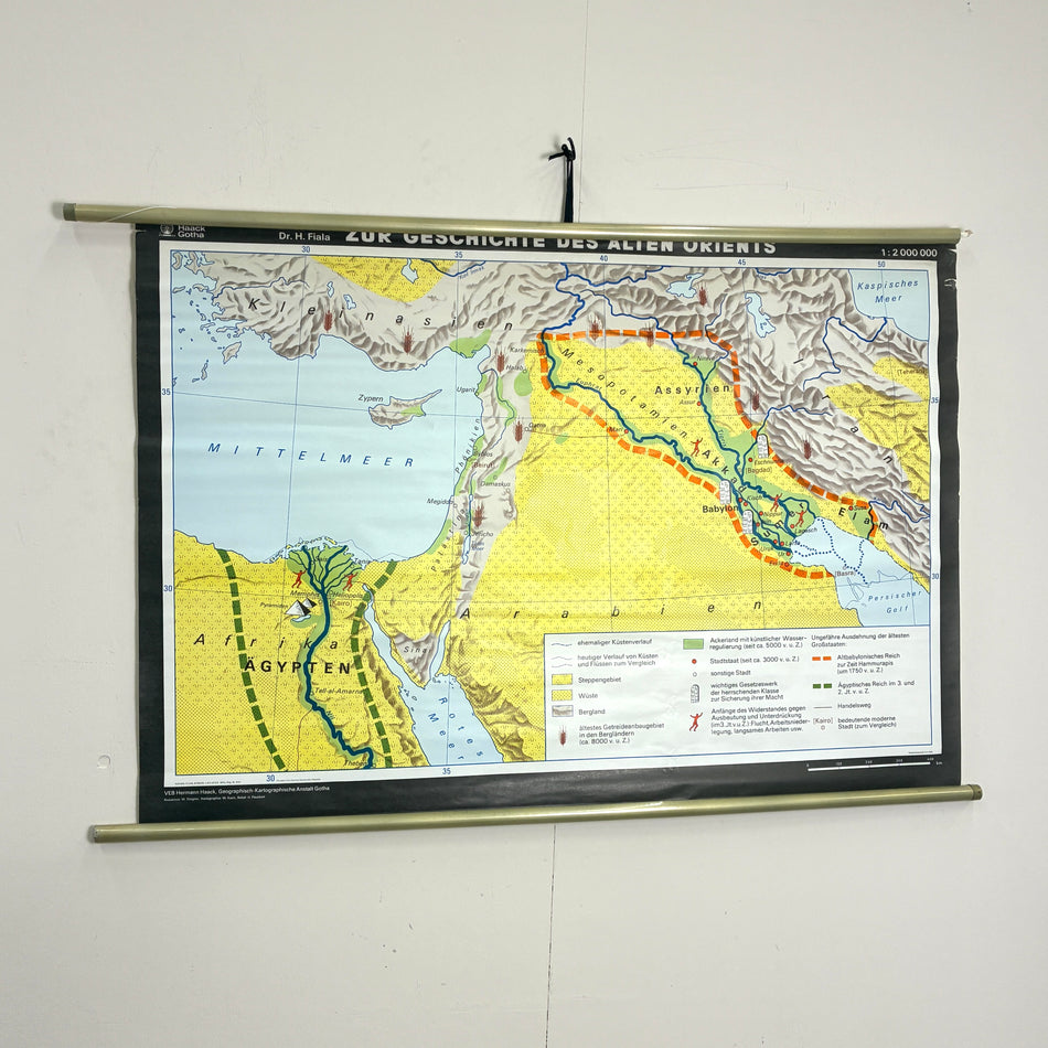 Vintage Schulkarte – Der Alte Orient – Geschichts-Lehrtafel Rollbild Wanddeko