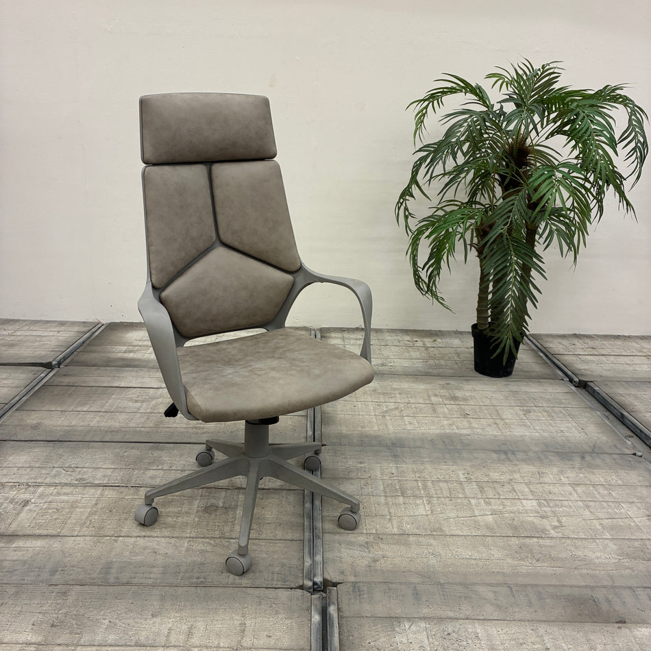 Bürodrehstuhl Grau Beigegrau Velours Ergonomisch Armlehnen Drehstuhl Gebraucht