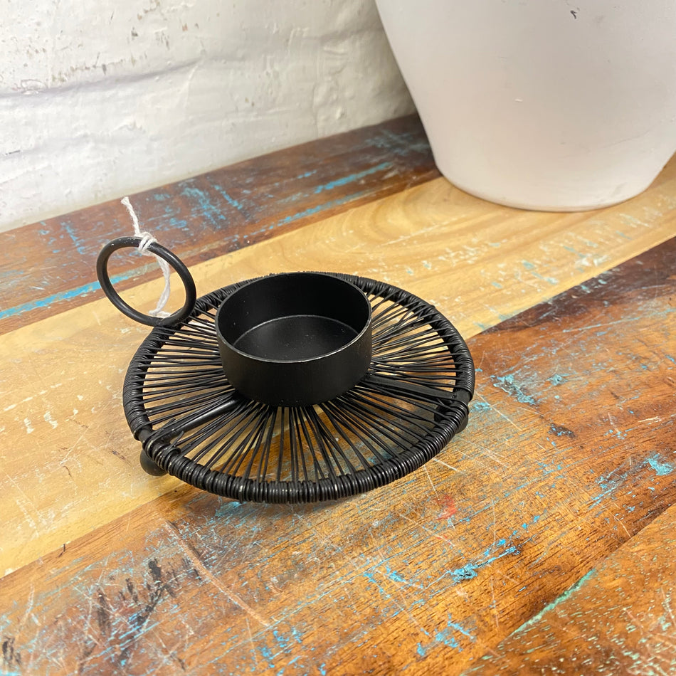 Ariana Teelichthalter schwarz Metall Draht 12cm