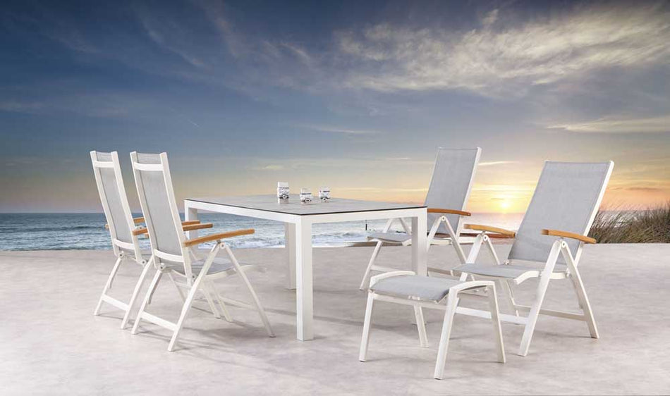 Gartenstuhl klappbar Cavalese Weiß/Teak Outdoor Stuhl