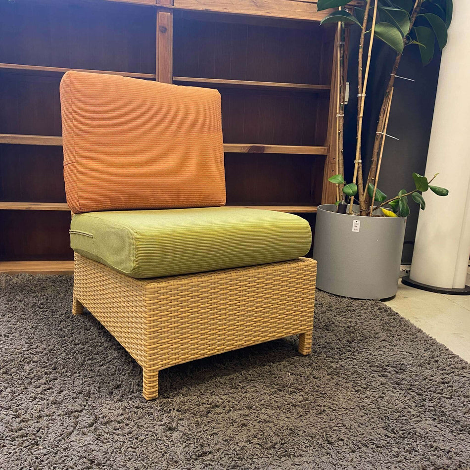 Outdoor Rattan Sessel gebraucht orange grün hell