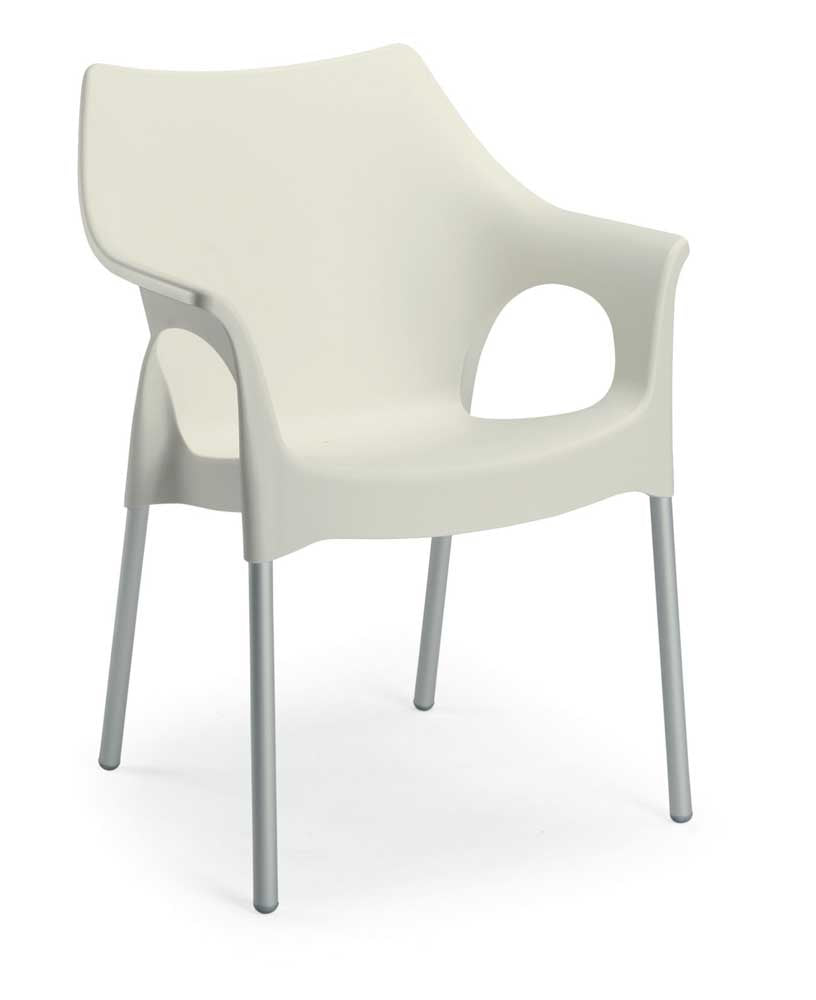 Gartenstuhl Vegas stapelbar Silber/Beige Outdoor Stuhl