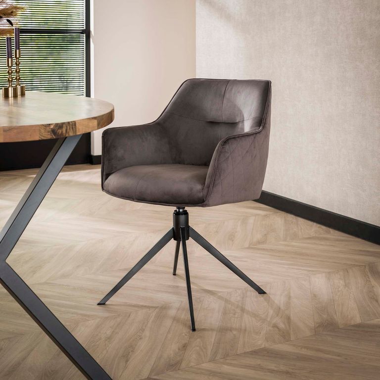 Esszimmerstuhl Armlehnenstuhl pull drehbar Samt Anthrazit Stuhl