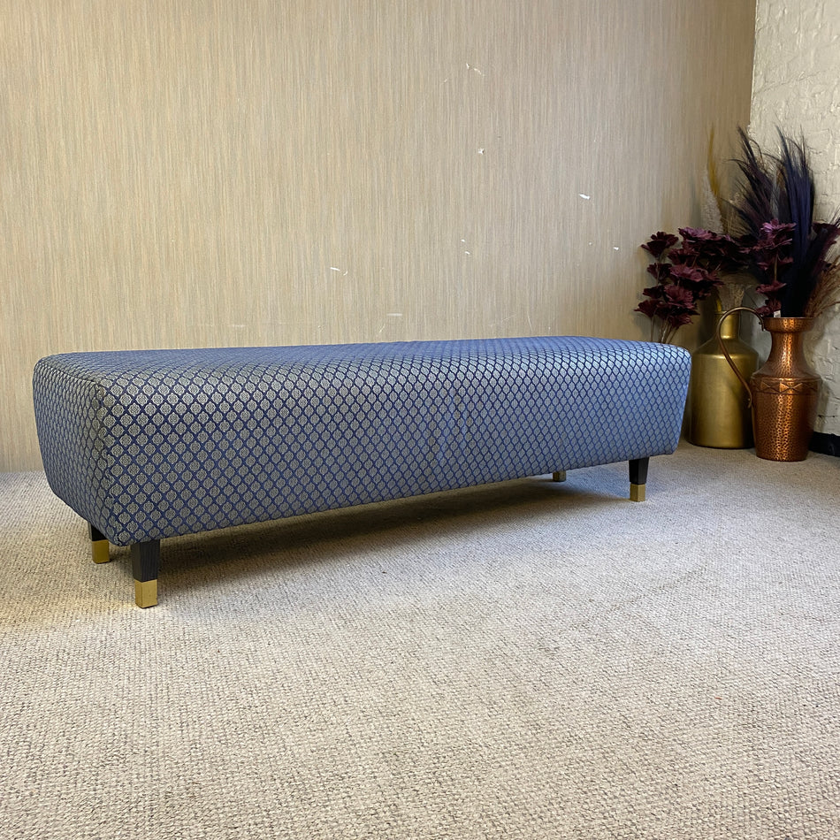 Luxus Sitzbank blau Ornamente Bettbank Atlantic Hotel Hamburg 160cm