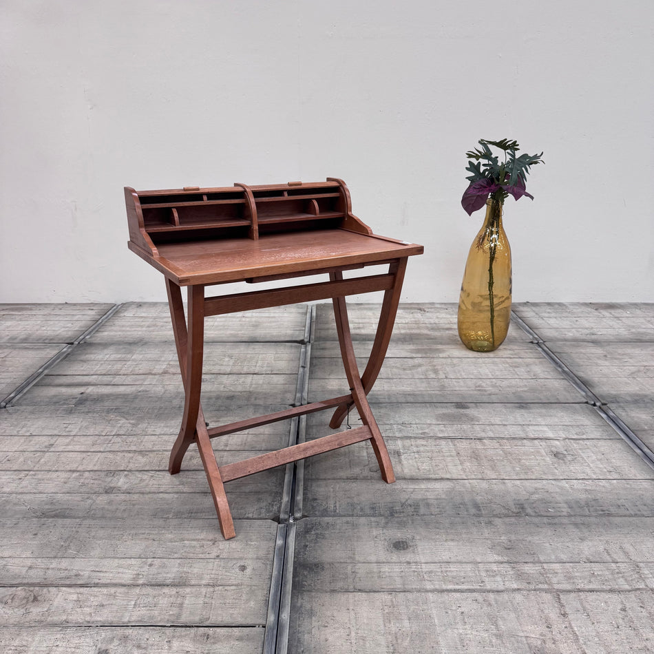 Schreibtisch Braun Holz X-Gestell Sekretär Tisch Gebraucht