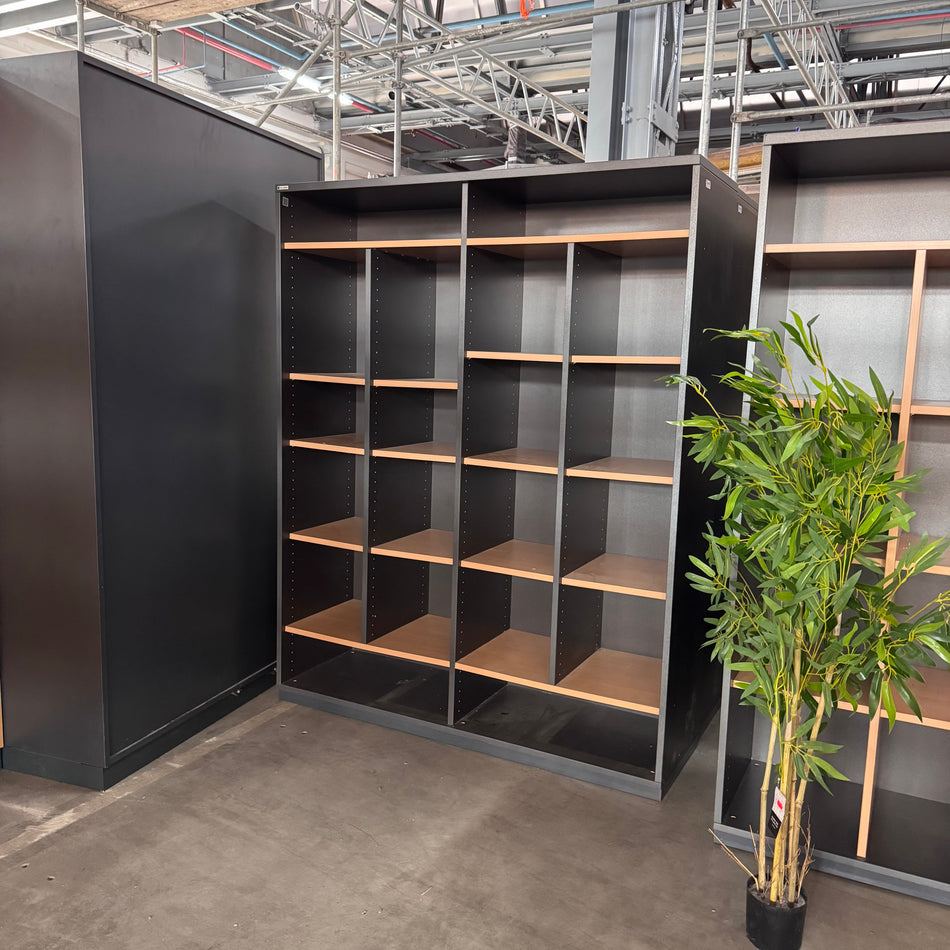 Großes Büroregal Anthrazit Buche Holz Fächerregal 6x4 Regal Gebraucht