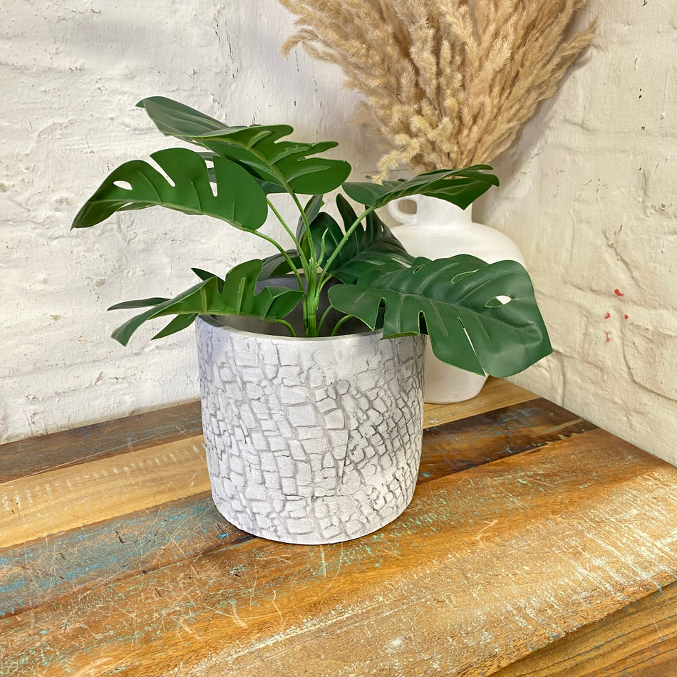 Arica Blumentopf Zylinder grau Zement 18cm