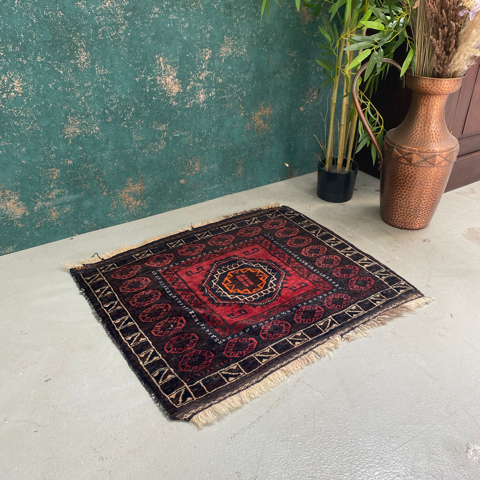 Vintage Gebetsteppich 80x70 gemustert mit fransen