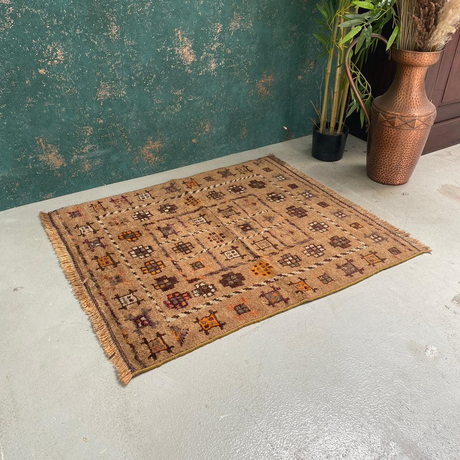 Vintage Teppich 83x102 beige gemustert antik orientalisch