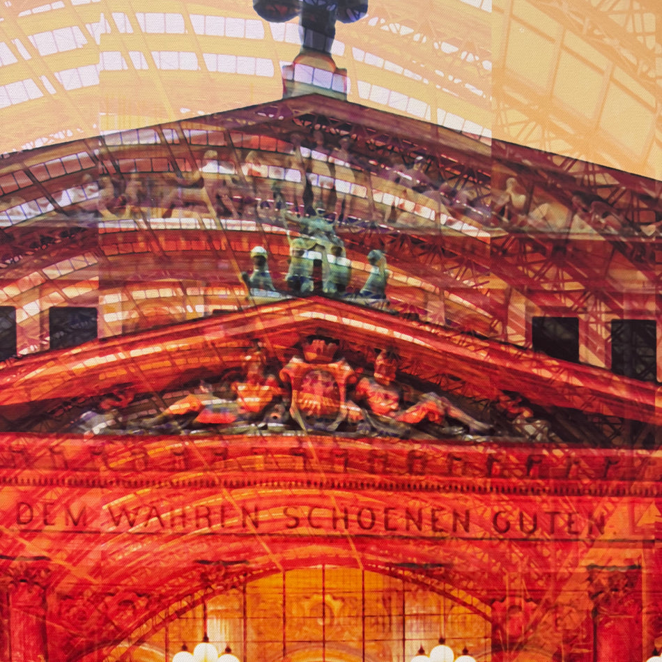 Wandbild 90x90 - Alte Oper Frankfurt Rot - Fotodruck auf Leinwand Gebraucht