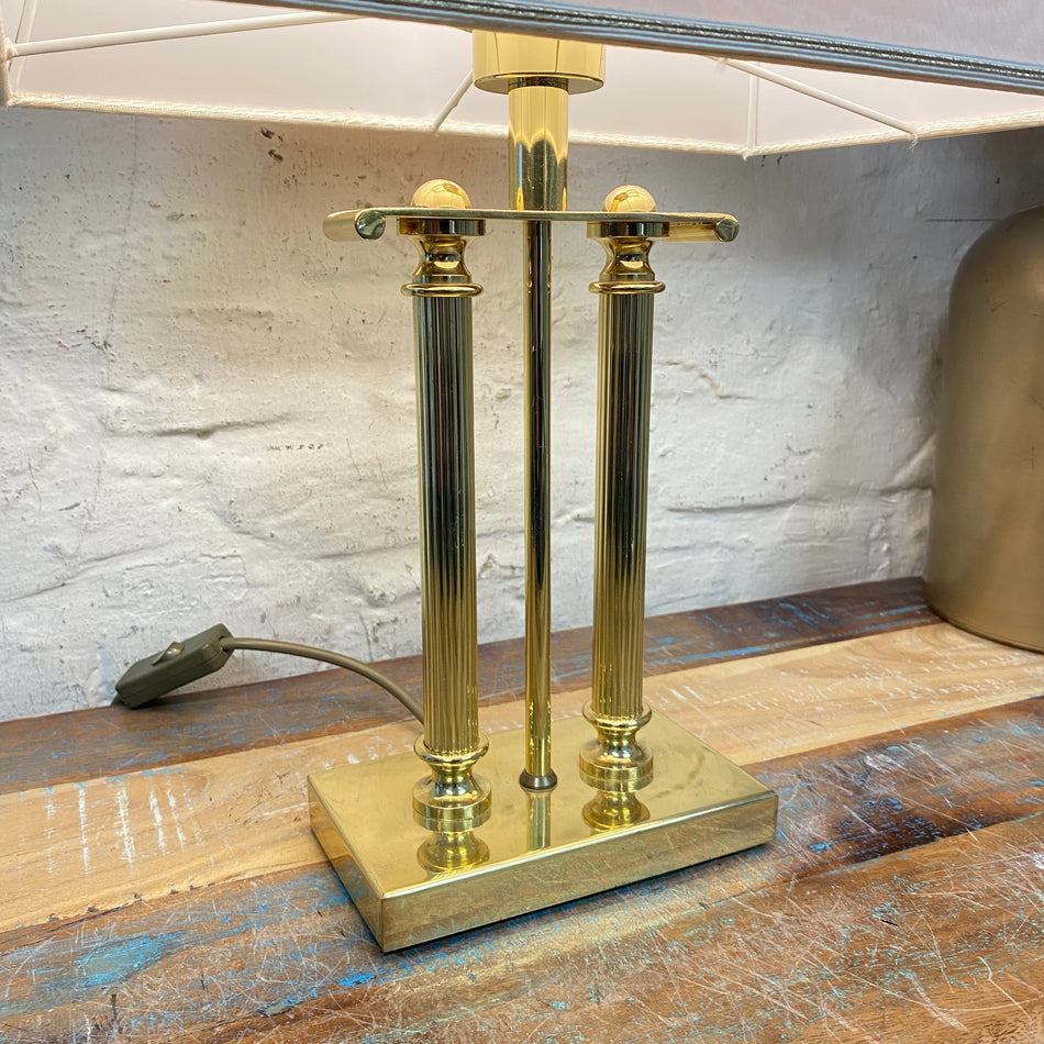 Goldene Tischlampe mit Stoffschirm creme - Lampe gebraucht