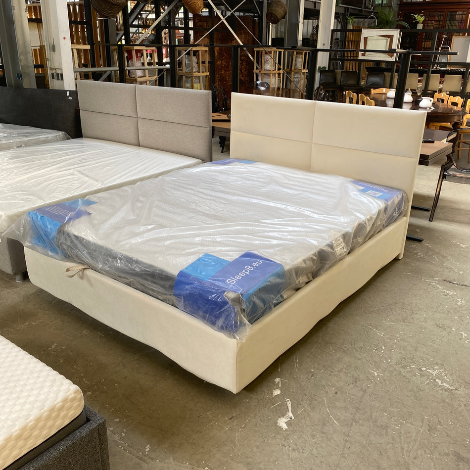 Sleep.8 Orlando Casanova weiss Doppelbett neuwertig 160x200 inkl Matratze & Lattenrost grau Polsterbett