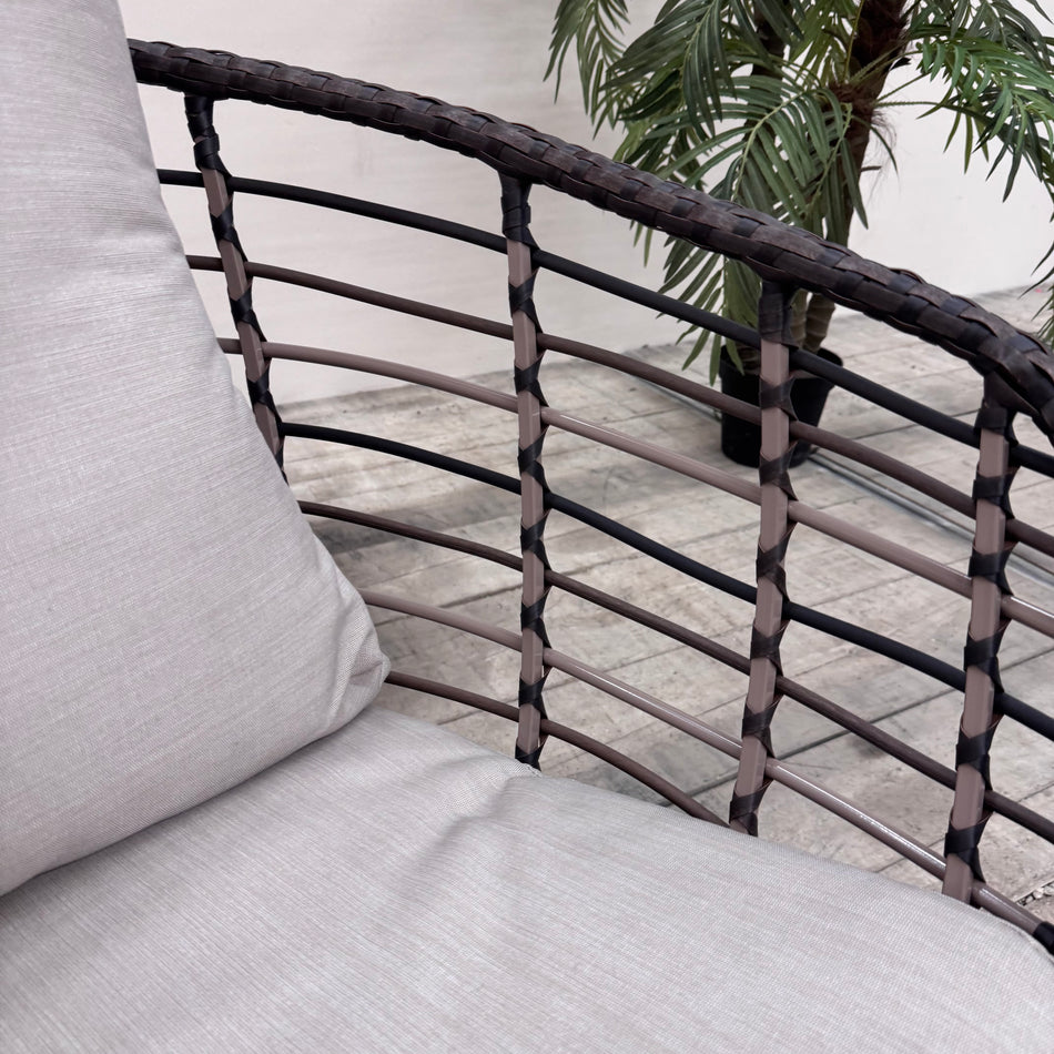 Outdoor Sessel Grau Beige Rattan Gartensessel Wetterfest