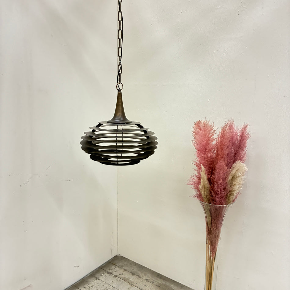 PTMD Hängeleuchte Norris Metall Hängelampe 40cm Lamellendesign Bronze Industrial Lampe