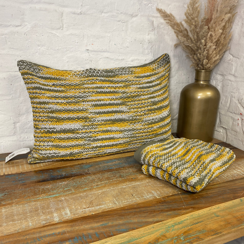 Dutch Decor Kissenbezug Judith olivgrün gelb 40x60