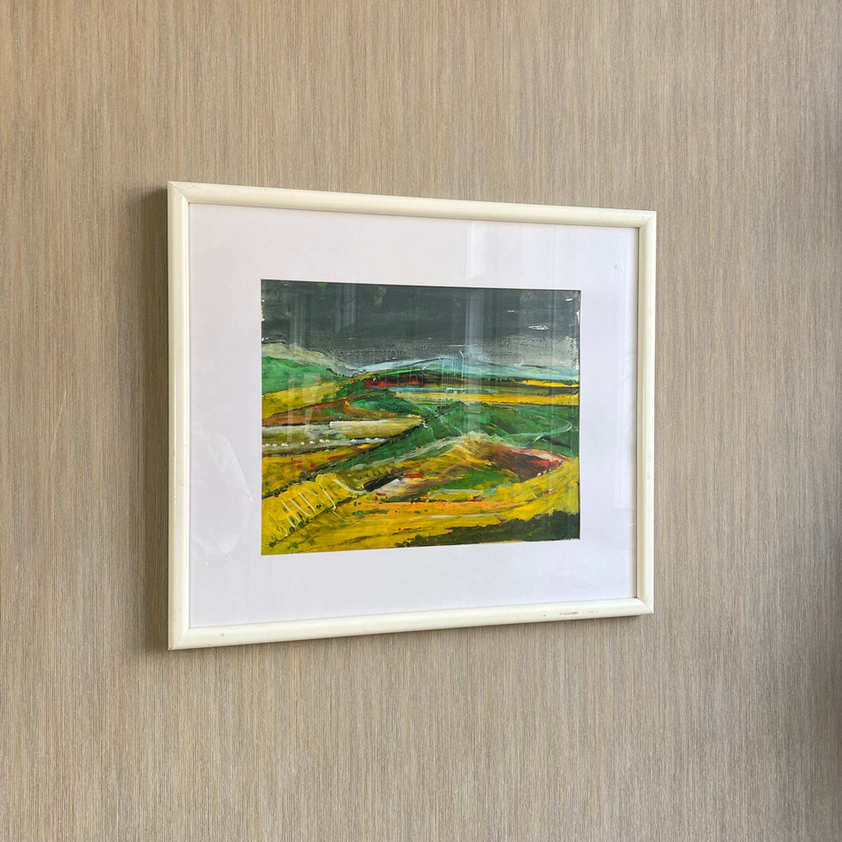Bild mit Rahmen gebraucht Landschaftsmalerei Holz Glas 74 x 62
