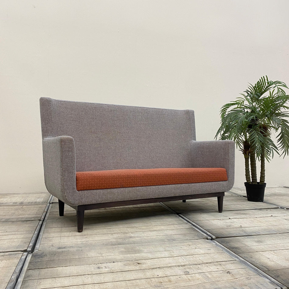 3-Sitzer Sofa Grau Orange Design Stoff Couch Gebraucht