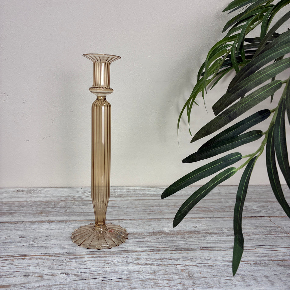 Kerzenständer beige Glas Ständer Deko Kerzenhalter 29cm