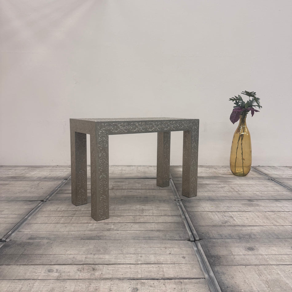 Exklusiver Design Beistelltisch Ziselierung Metallbeschlag Holz Tisch Vintage Gebraucht