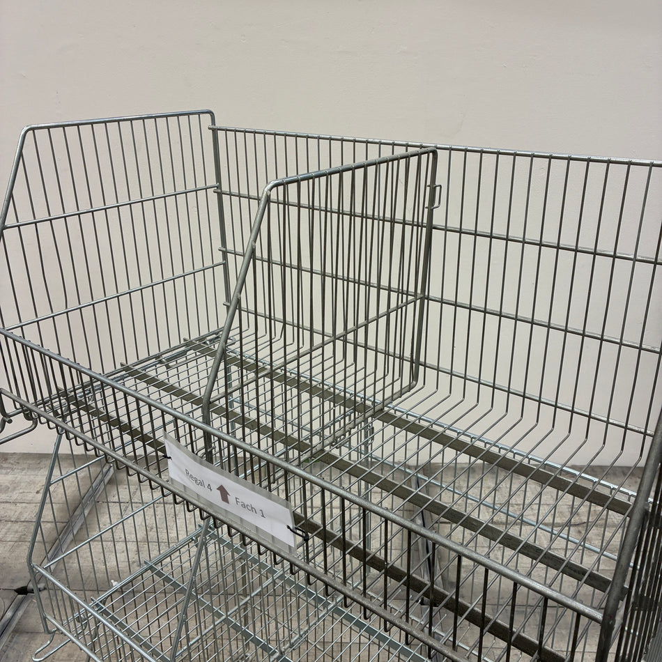 Drahtgitter Stapelkorb Verkaufsregal Warenpräsentator Metall Verzinkt 3-stöckig Gebraucht