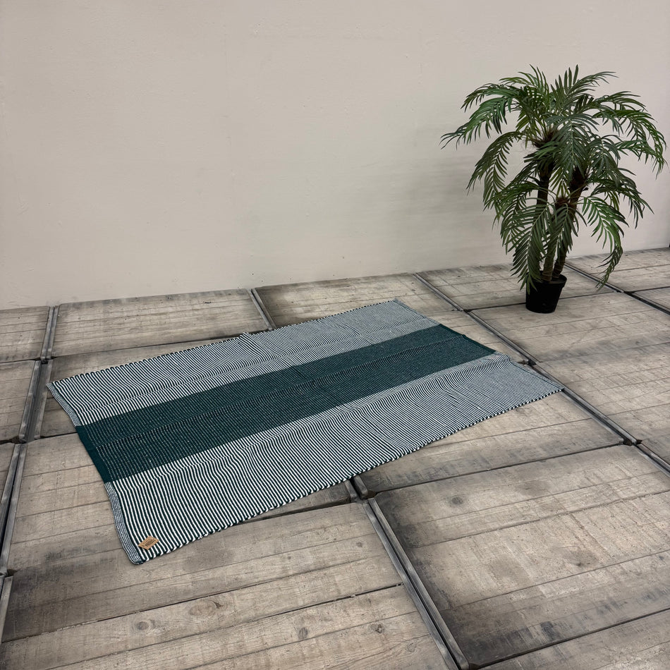 Design Baumwollteppich Grün 140x200 Streifenmuster Neu