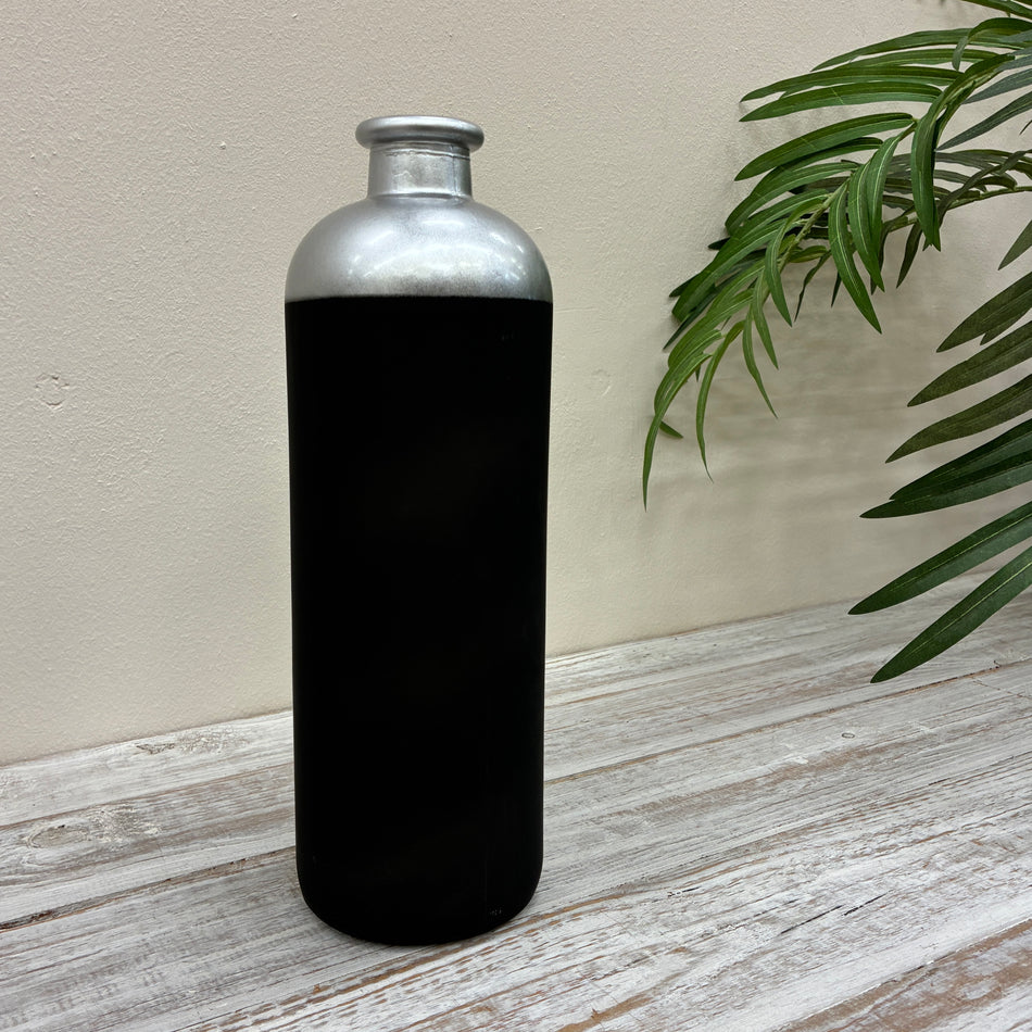 Countryfield Vase Silber Schwarz Matt Design Deko 33cm