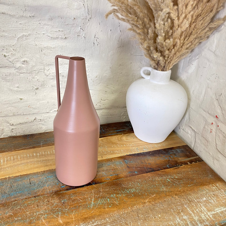 Flaschenvase alt rosa Metall 29cm Vase