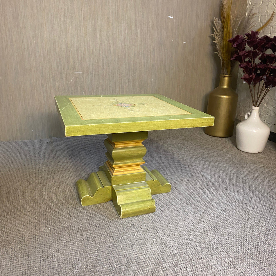 Vintage Beistelltisch in Grün mit Blumenmotiv – Tisch gebraucht