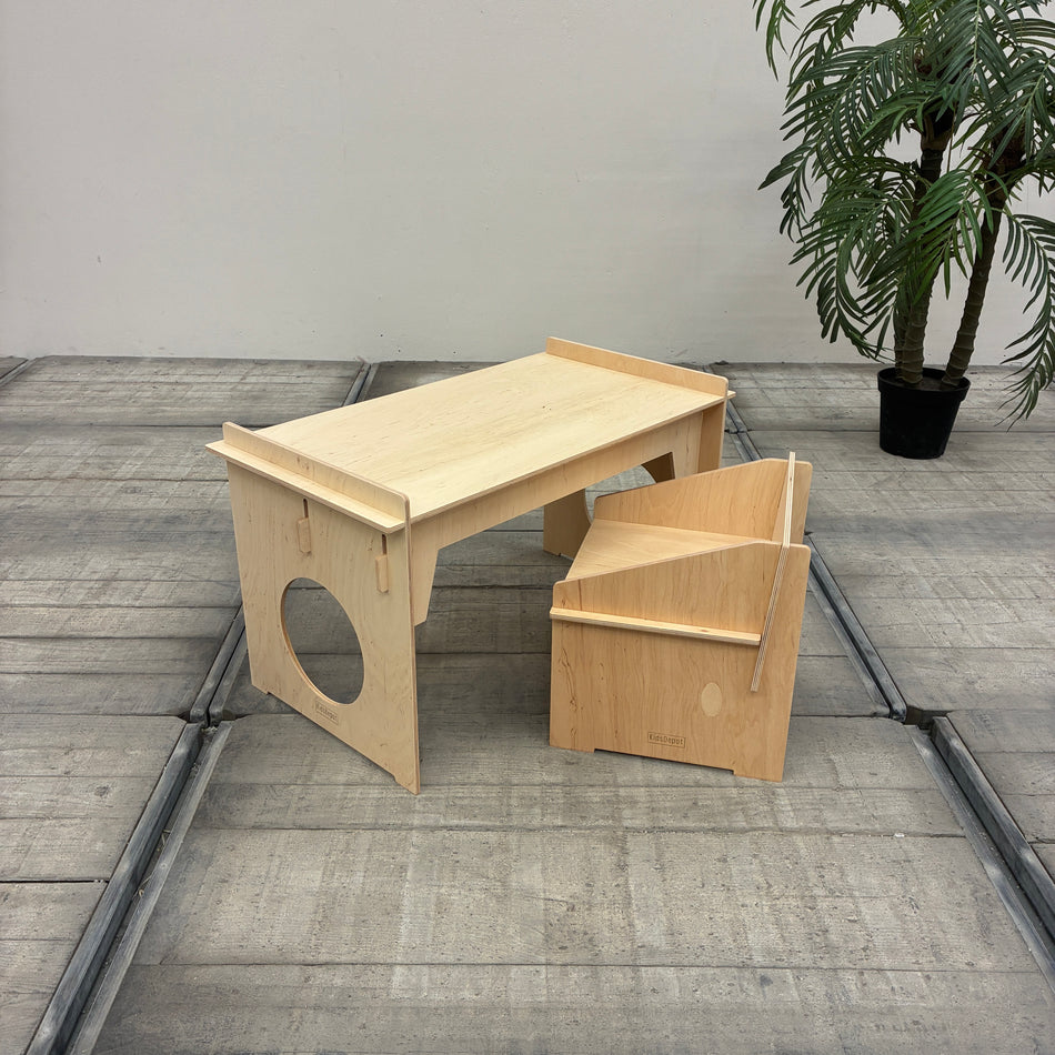 KidsDepot Easyclick Athene Schreibtisch Set L Kindertisch Stuhl Holz Natur