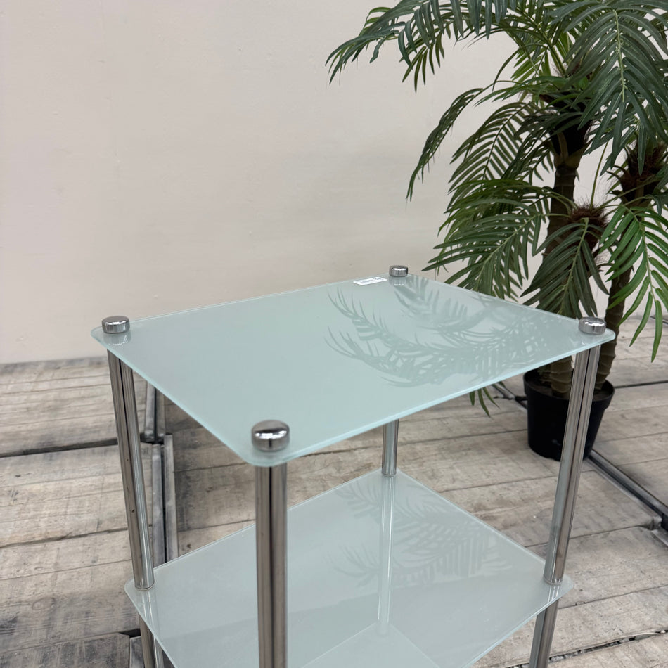Regal Milchglas Beistelltisch Chrom Tisch Badregal gebraucht