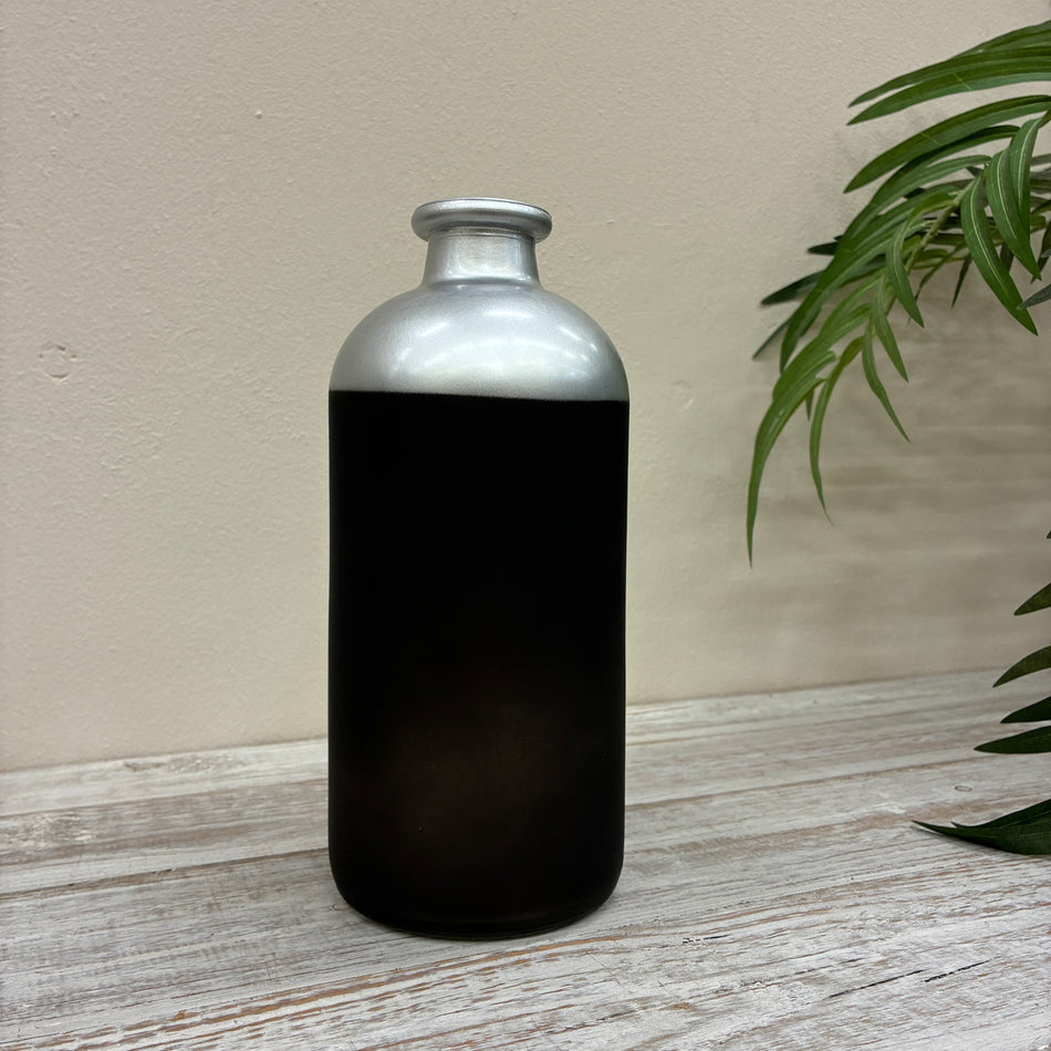 Countryfield Vase Silber Schwarz Matt Design Deko 25cm